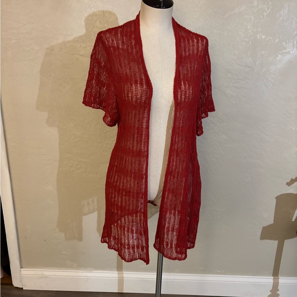 Sweaters - Lightweight Open Knit Rust Cardigan Sz L